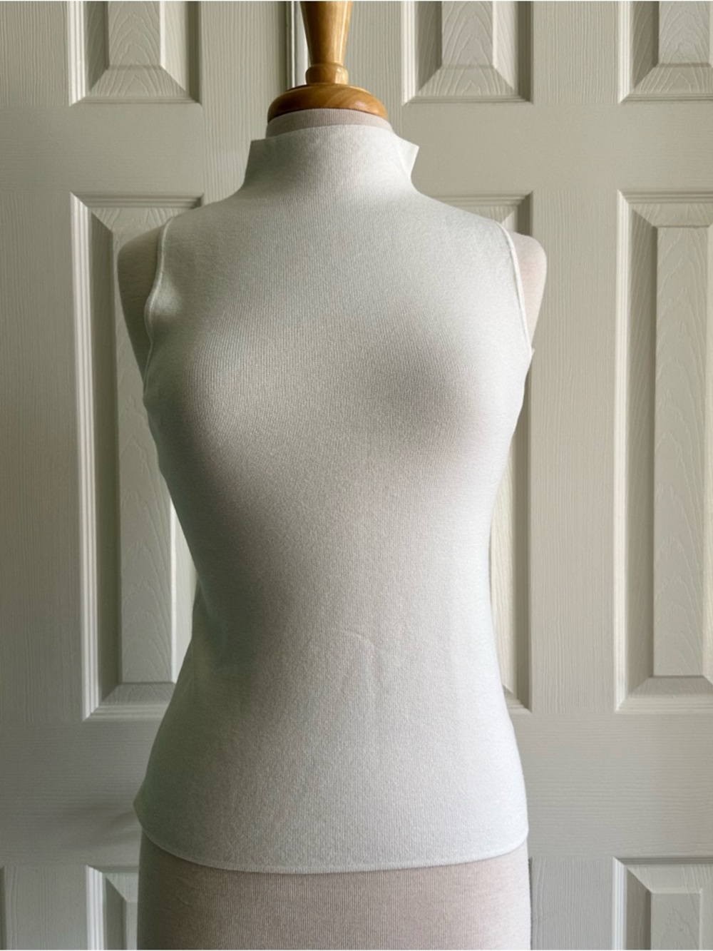 Sleeveless Mock Neck Top in White